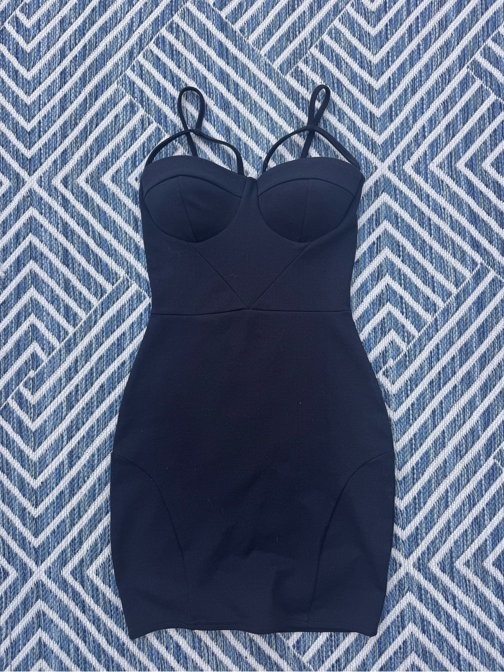 PrettyLittleThing Black Bustier Bodycon Dress with Spaghetti Straps